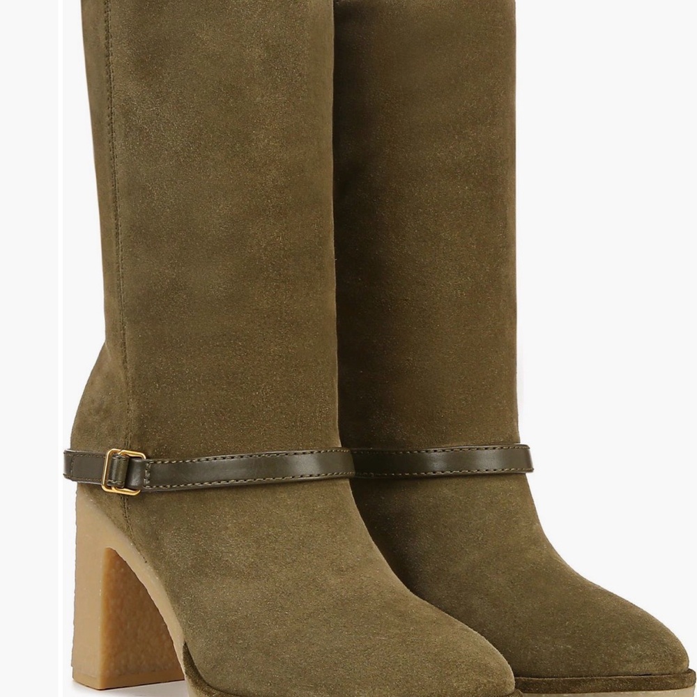 Olive Suede Booties